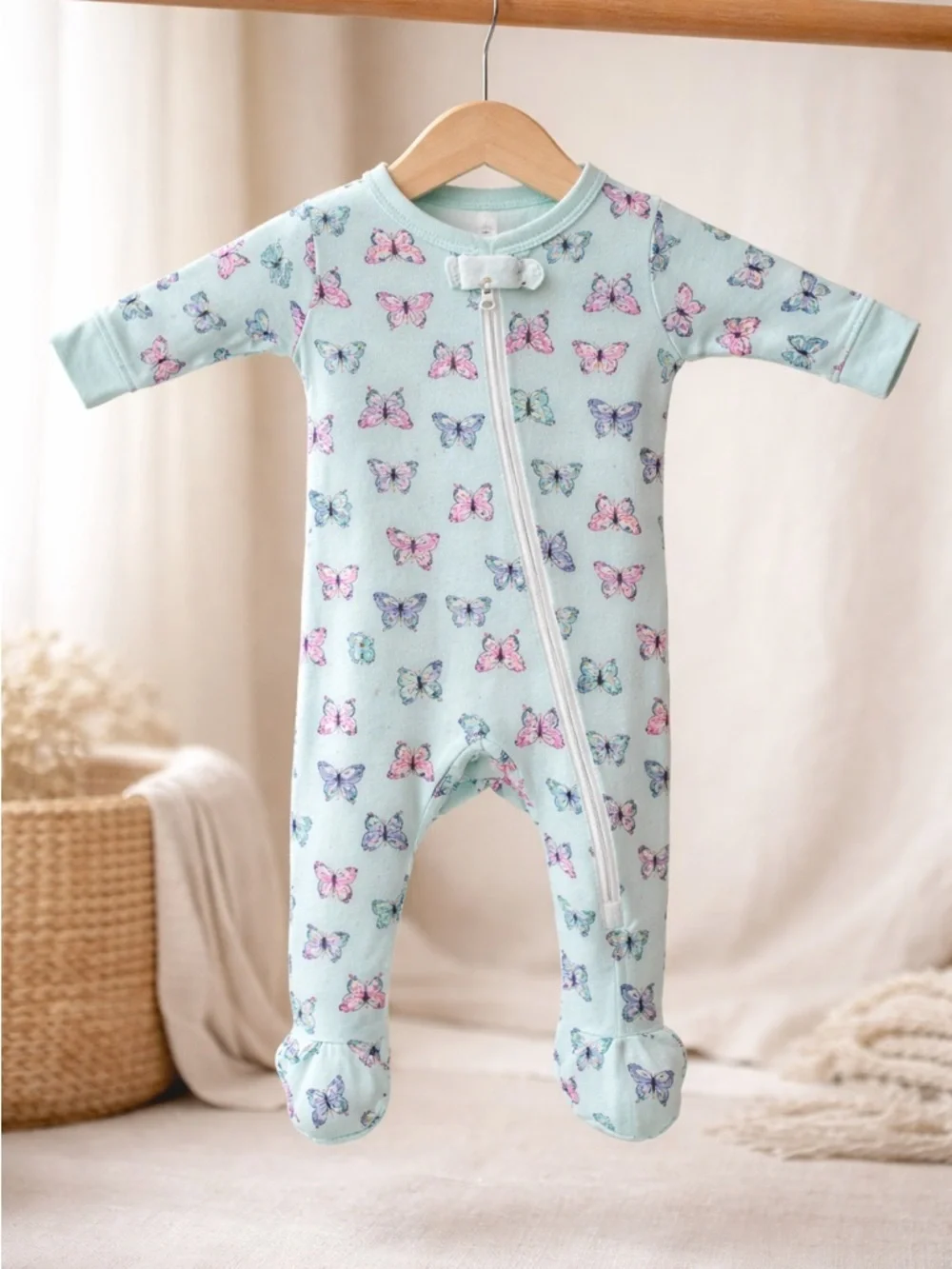 NWT Janie & Jack Baby One Piece Butterfly Pajama 100% Cotton - 0-3 Monrh